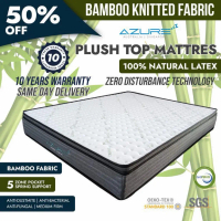 Azure ™   Latex Hybrid, Plush Bamboo top |   10 Inch |   Cooling Gel |   Natural Latex |   Pocket Sp