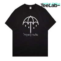 TeeLab Baju Kaos BMTH x Payung Teduh Cotton Combed 24s Hitam Kaos Pria Wanita Panjang Sablon