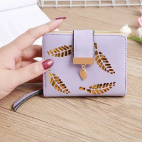 Long Mens Wallet Women' S Fashion Trend Solid Color Small Fringed Hollow Leaf Leather Card Wallet With Zipper Pocket For Men Y2k