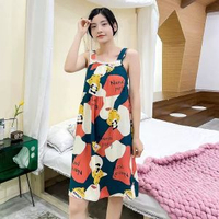 睡衣女夏棉綢大碼吊帶裙寬鬆甜美居家服純棉睡裙無袖人造棉睡衣裙