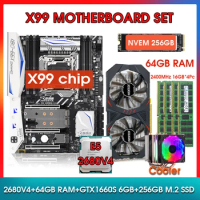 X99-D8I Motherboard KIT Xeon E5 2680 V4 CPU 64GB (16GB*4) 2400MHZ ram NVEME 256GB M.2 SSD GTX 1660S 6GB Video Card and cooler