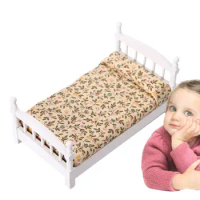 Doll House Furniture Miniature Wood Doll House Bed Multifunctional Decorative Doll House Furniture Portable Creative Toy Bed For
