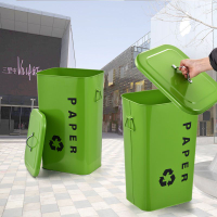垃圾桶 室內外垃圾桶 環保分類大號有蓋可回收戶外垃圾桶鐵皮桶烤漆室外小區果皮箱包郵 可開發票