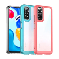 Rugged Shiled Colorful Protective Case For Xiaomi Redmi Note 11 Global S Pro 5G TPU Bumper Transparent Acrylic Back Cover