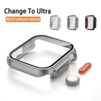 Change to Ultra For Apple Watch Case Tempered Glass Cover 8 7 6 5 4 45mm 44mm 41mm 40mm 42mm Appearance Upgrade to Ultra 49mm