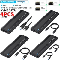 1/4PCS M2 SSD External Hard Disk Case NVME SATA Dual Protocol M.2 to USB Type C SSD Adapter for NVME PCIE NGFF SATA SSD Disk Box