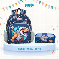 Skoola Tas Sekolah Anak TK Dan Kotak Pensil Laki Laki Karakter Dino Cars Set - Kenzi Keisu Cars
