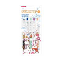 【ZEBRA 斑馬牌】冬季動物風 SARASA CLIP鋼珠筆(5色1包)