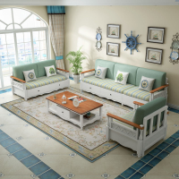 地中海實木沙發組合白色冬夏兩用田園風格小戶型儲物韓式客廳家具