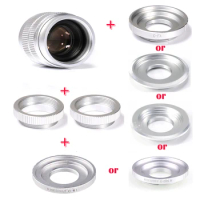 Silver Fujian 35mm f/1.7 APS-C CCTV Lens+adapter ring+2 Macro Ring for NEX FX M4/3 NIKON1 EOSM Mirroless Camera