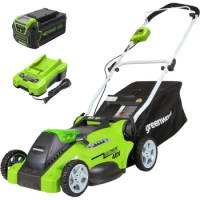 Greenworks 40V 16" Cordless (Push) Lawn Mower (75 Compatible Tools), 4.0Ah Battery and Charger Included