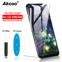 Akcoo G8 ThinQ UV Glass Screen protector for LG V50 V40 V30 Plus film with full glue touch sensitive for LG G7 screen film