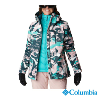 Columbia 哥倫比亞 官方旗艦 女款-Whirlibird™Omni-TechOT防水鋁點保暖兩件式外套-幾何印花(UWR06350GE