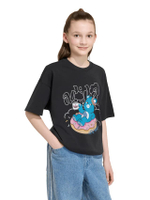 เสื้อยืดเด็กโตผู้หญิง adidas Care Bears Slim 3 Stripes สีดำ