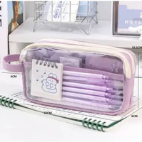 Tempat pensil transparan aesthetic pouch besar terbaru ungu