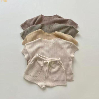0-5 歲嬰兒衣服套裝純色嬰兒 T 恤 ➕ 短褲 2pcs