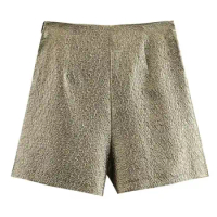 Comfortable Short Pants Elastic Waist Skort Elegant High Waist Pleated Skort Shorts for Women Autumn Winter Mini Skirt Solid