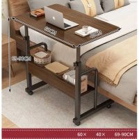 可升降移動電腦桌（雙層-拉絲黑橡木）【尺寸：長60*寬40*高69-90cm】 