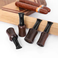 Cigar Cigarette Holder Black Sandalwood Ebony Cigar Holder Cigar Bite Holder Extension Mouth Filter Removable Cigar Accessories