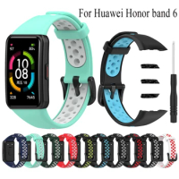 Many colors new Silicone watch Straps For Huawei Honor band 6 smart watchband with tools bracelets for Huawei band 6 Adjustable