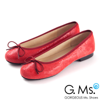 G.Ms. MIT系列-全真皮蝴蝶結蜥蝪紋芭蕾舞鞋- 蜥蝪紅