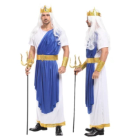 Carnival Poseidon Costumes for Adult Men Halloween Purim Cosplay Party Fantasia Outfits Roman Mythology God of Sea King Costumes