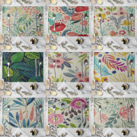 Colorful Branches And Flowers Placemat Linen Fabric Table Mats Family Dinner Tableware Kitchen Table