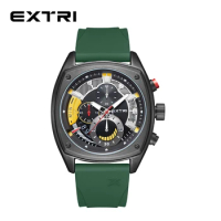 2023 Extri New Men Watches Brand Luxury Silicone Strap Waterproof Sport Quartz Chronograph Watch Men Clock Relogio Masculino