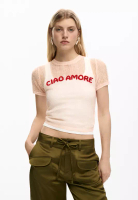 Desigual CIAO AMORE sheer Low Gauge knit T-shirt