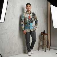 Baju Batik Pria | Kemeja Batik Pria Motif Parang Sawung Lengan panjang - Baju Kemeja Batik Laki-laki