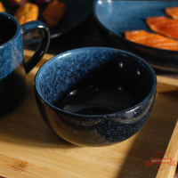 釉下彩餐具日式窯變藍色陶瓷餐具碗盤杯套裝酒擺臺一人食家用網紅