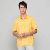 【oillio 歐洲貴族】男裝 短袖品牌POLO衫 休閒POLO 時尚 彈力透氣 抗皺(黃色 法國品牌)