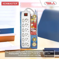 Murah Kenmaster Stop Kontak F1-66 Switch 6 Lubang, Panjang Kabel 1.5