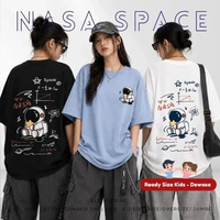 ELLIPSESINC Kaos Oversize Pria & Wanita NASA SPACE LENGAN PENDK XL PUTIH