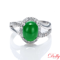 【DOLLY】14K金 緬甸老坑綠冰種翡翠鑽石戒指(002)