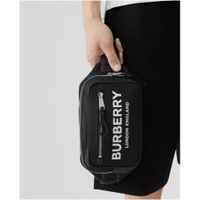 二手精品BURBERRY London款 黑色 Logo 標誌印花 尼龍腰包 顏值高