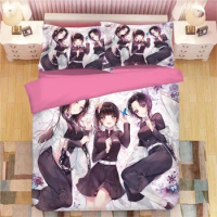 Anime Demon Slayer Kochou Shinobu Kamado Nezuko Cosplay Duvet Cover Bedding Set Full Size King Bed Comforter Quilt Cover Home