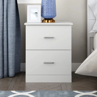 Synergy House CANBY Enclave Nightstand 1.55ft Compact Bedside Cabinet with Drawers [ White ]