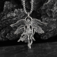 Retro Classic Angel Wings Sexy Goddess Pendant Necklace for Men and Women Punk Role-Play Jewelry Accessories