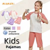 [MIANZHI] Bộ Đồ Ngủ Modal Bộ Cộc Tay Hợp Cho Bé Gái Từ 3-15 Tuổi Cotton Kháng Khuẩn Thoáng Mát đồ ng