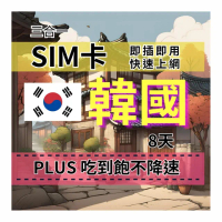 【CPMAX】SIM卡 韓國8天上網吃到飽 真吃到飽不降速 SKT電信 韓國旅遊上網吃到飽(韓國上網Plus吃到飽)