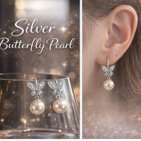 Silver Butterfly Pearl | Sterling Silver 925 Earrings