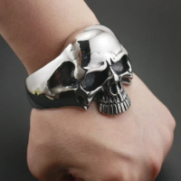 Personality Domineering Skull Bangle for Men Women Motorcycle Party Steampunk Biker Bangle Cool Jewelry Accessories