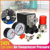 90-120PSI Air Compressor Pressure Switch Valve Control Manifold Regulator Gauges Safety Valve 1/4"BSP Air Compressor Parts