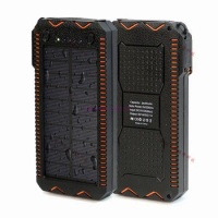 50pcs Solar Power Bank 20000mAh Dual USB Port Outdoor Waterproof Power Bank with LED Flashlight with Cigarette lighter