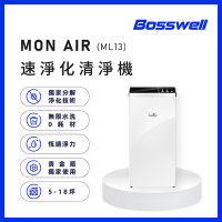 【BOSSWELL博士韋爾】Mon Air(ML13)免耗材雙電離抗敏滅菌空氣清淨機5-18坪