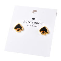 【KATE SPADE】琺瑯桃心針式耳環-黑色
