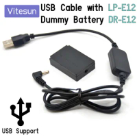 Vitesun 5V USB Power Bank Adapter Cable + LP-E12 Dummy Battery DR-E12 for Canon EOS M M2 M10 M50 M100 M200 SLR Camera