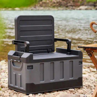 3 In 1 Large Fishing Box Foldable Storage Organizer Portable Camping Chair With Backrest 2 Layers Sorting Storage Case Tackle