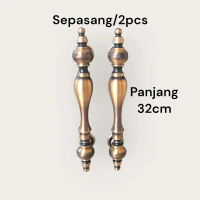 Handle Pintu Kuningan Gagang Pintu Gagang Pintu Rumah Motif Vas Botol 32 cm Antik Gold 2 pcs